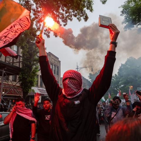 Pro-Palestinian protesters participate in a Nakba Day rally on May 18, 2024, in New York City. (Spencer Platt via Getty Images)
