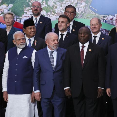 World leaders gather for the second day of the G20 Summit in Rio de Janeiro, Brazil, on November 19, 2024. (Leah Millis/AFP via Getty Images)