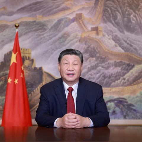 Chinese President Xi Jinping delivers a New Year message from Beijing to ring in 2025. (Ju Peng/Xinhua via Getty Images)