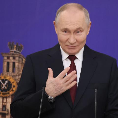 Russian President Vladimir Putin speaks during the awarding ceremony at the Moscow State University, on January 24, 2025, in Moscow, Russia. Putin visited the oldest university in Russia, marking the Russian Students Day. (Photo by Contributor/Getty Images)