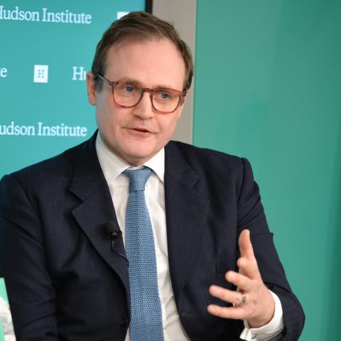 Tom Tugendhat speaks at Hudson Institute on February 10, 2023.