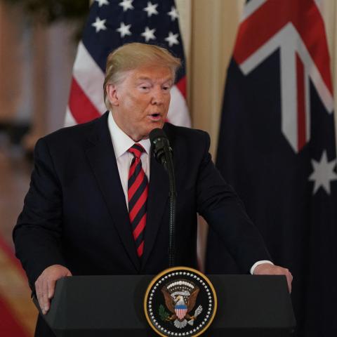 President Donald Trump speaks during a press conference with Australian Prime Minister Scott Morrison in the White House in Washington, DC, on September 20, 2019. (Alex Edelman/AFP via Getty Images)