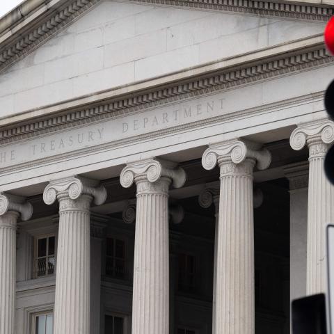 The United States Treasury Department building is seen in Washington, DC, on January 19, 2023. (Saul Loeb via Getty Images)