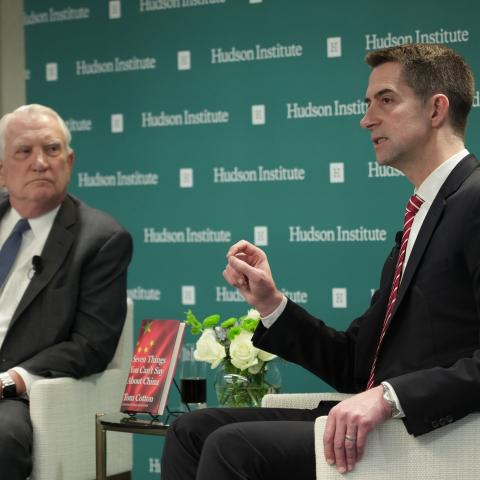 a.	Hudson President and CEO, John Walters, hosted Senator Tom Cotton to discuss his new book, “Seven Things You Can’t Say about China.”