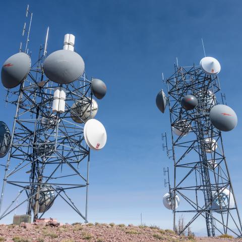 Telecommunications towers on top of Monroe Peak on the Sevier Plateau in central Utah. (Jon G. Fuller/VW Pics/Universal Images Group via Getty Images)
