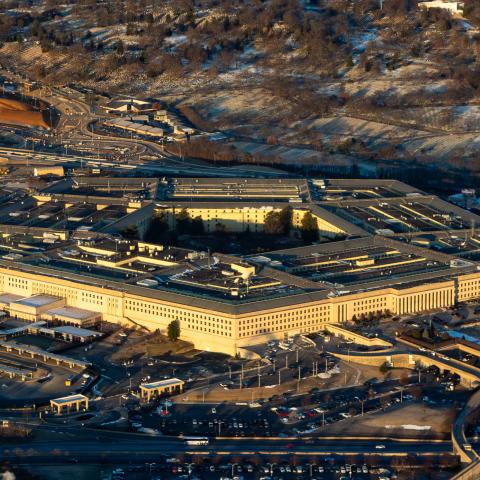 The Pentagon is seen from above. The Pentagon in Arlington, Virginia, is the U.S. Department of Defense headquarters and one of the world's largest office buildings. Built during World War II, it symbolizes U.S. military power. Despite its vast size, its layout allows travel between points in under 10 minutes, and it houses a memorial for 9/11 victims. (Photo by Jen Golbeck/SOPA Images/LightRocket via Getty Images)