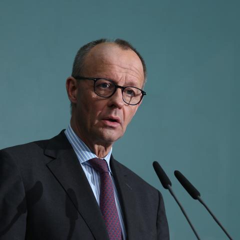 German designated chancellor and leader of the German Christian Democrats, Friedrich Merz, speaks to the media the day after the Hamburg city-state election on March 3, 2025, in Berlin, Germany. (Sean Gallup via Getty Images)