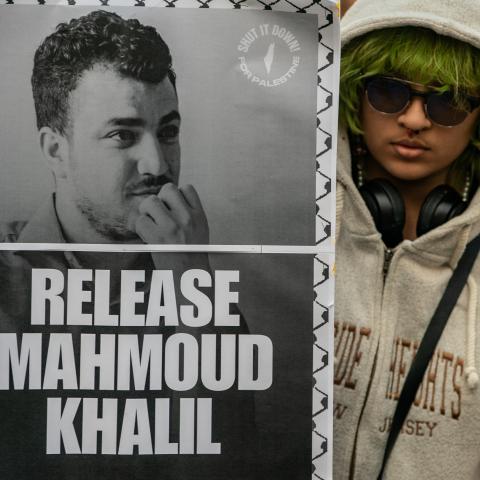 Protestors gather to demand the release of Mahmoud Khalil at Foley Square on March 10, 2025, in New York City. (David Dee Delgado via Getty)