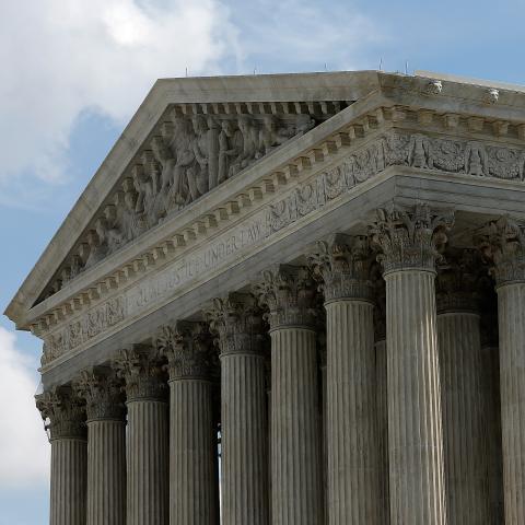 The United States Supreme Court is shown after members of the court issued major rulings on cell phone privacy and copyright law June 25, 2014, in Washington, DC. (Win McNamee via Getty Images)