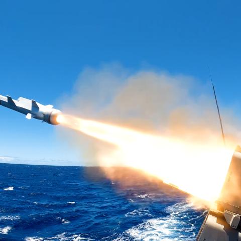 HMAS Sydney fires Royal Australian Navy’s first Naval Strike Missile during a long-planned, live-fire sinking exercise off the coast of Oahu, Hawaii as a part of Exercise Rim of the Pacific (RIMPAC) 2024. (DVIDS)