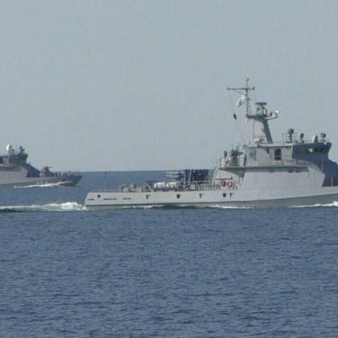 Kazakh Naval Forces ships sail through the Caspian Sea during a military exercise on October 2, 2020. (Ministry of Defence of Kazakhstan via Getty Images)