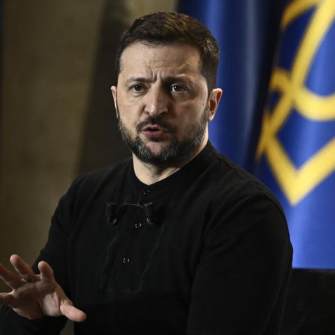 Ukraine's President Volodymyr Zelenskyy delivers a press conference in Paris, on March 27, 2025. (Getty Images)