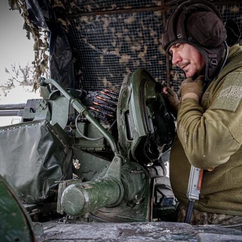 Ukrainian soldier conducts training on April 8, 2025. (Getty Images)