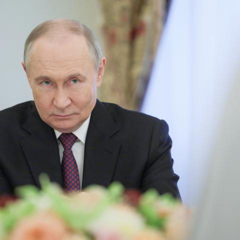 Russia's President Vladimir Putin at the Kremlin, in Moscow, on April 22, 2025. (Gavriil Grigorov via Getty Images)