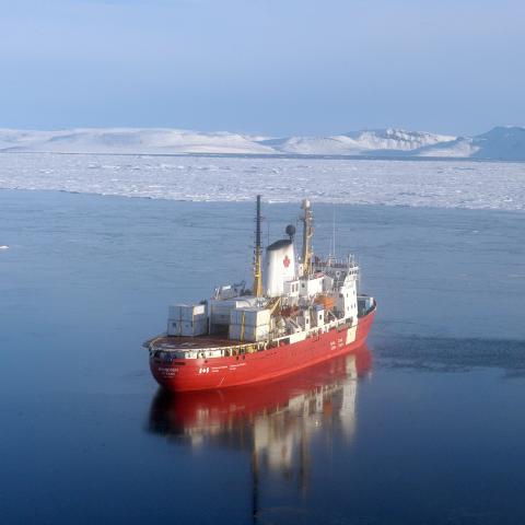 CCGS Amundsen, a Canadian Coast Guard icebreaker and research vessel, navigates near Devon Island in the Canadian High Arctic on September 27, 2015. (Clement Sabourin via Getty Images)
