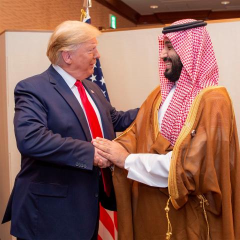 President, Donald Trump meets Saudi Crown Prince Mohammad Bin Salman Al Saud on the second day of the G20 Summit in Osaka, Japan, on June 29, 2019. (Getty Images)