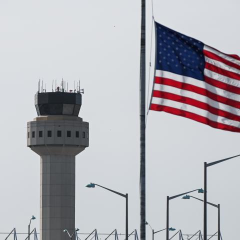 The FAA control tower at Long Island MacArthur Airport in Ronkonkoma, New York, on March 25, 2021. (Steve Pfost via Getty Images)