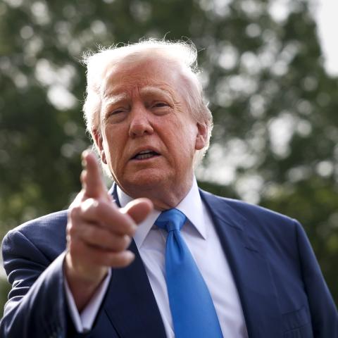 US President Donald Trump speaks to the media as he departs the White House on April 25, 2025, in Washington, DC. (Kevin Dietsch/Getty Images)