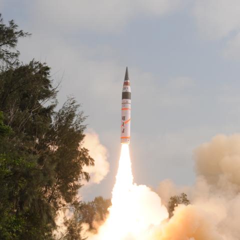 Wheeler Island, Odisha, India India successfully launches its longest range nuclear weapon capable inter-continental ballistic missile the Agni-5. (Pallava Bagla Getty Images)