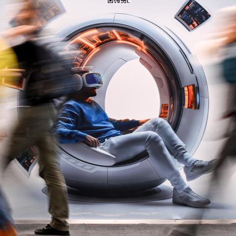 People walk past a banner displaying digital knowledge and artificial intelligence at the Frankfurt Book Fair on October 16, 2024. (Kirill Kudryavtsev via Getty Images)