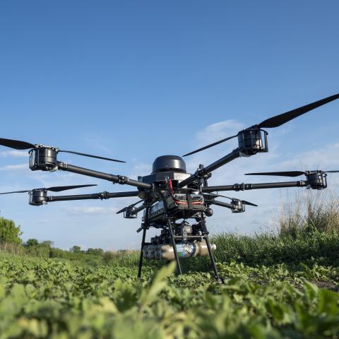 A reservist from the 'Sky Rider' Unit launches an Unmanned Aerial Vehicle known as the Skylark, for an operation near the Gaza border on December 11, 2023, in Southern Israel. (Alexi J. Rosenfeld via Getty Images)