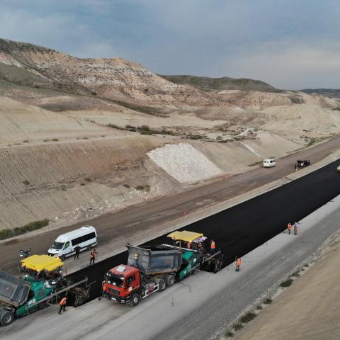 Construction of roads and railways that will pass through the Zangezur Corridor continues in Zangilan, Azerbaijan, on October 9, 2023. (Resul Rehimov via Getty Images)