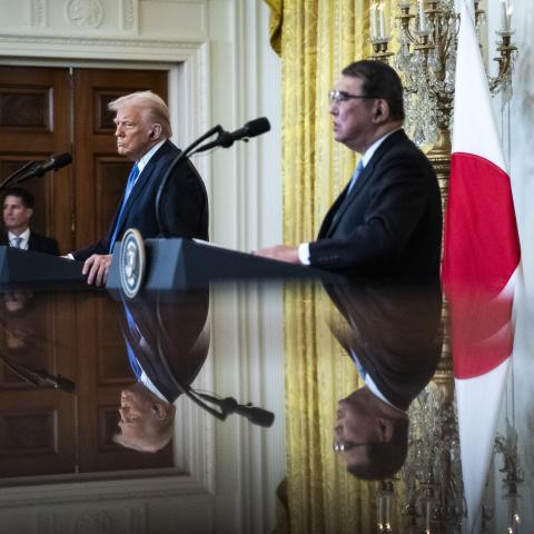 President Donald J Trump speaks with Japanese Prime Minister Shigeru Ishiba at the White House on February 7, 2025, in Washington, DC. (Jabin Botsford via Getty Images)