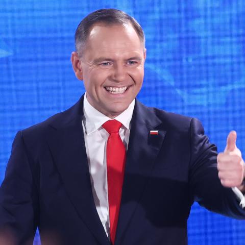 Karol Nawrocki attends an event after the second round of the presidential election in Warsaw, Poland, on June 1, 2025. (Jakub Porzycki via Getty Images)