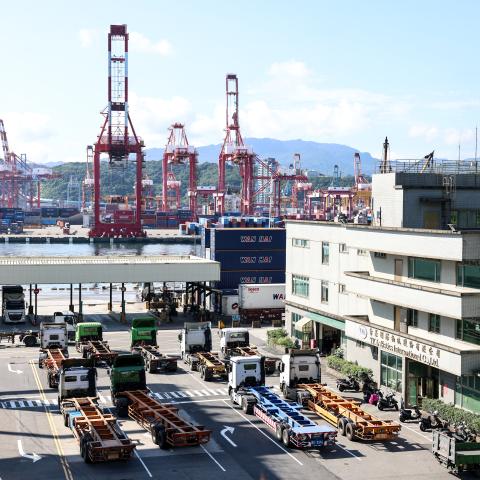 A general view of the shipping port in Keelung, Taiwan, on August 1, 2025. (I-Hwa Cheng via Getty Images)