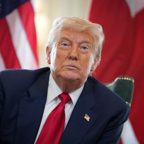 US President Donald Trump talks to the media as he meets with British Prime Minister Keir Starmer at Trump Turnberry golf club on July 28, 2025, in Turnberry, Scotland. (Christopher Furlong via Getty Images)
