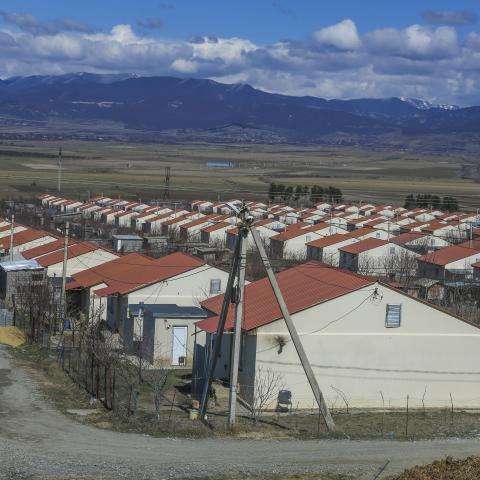 A refugee camp created after Russia’s 2008 invasion of Georga is seen between Gori and South Ossetia, Georgia, on March 17, 2017. (Nicolas Economou via Getty Images)