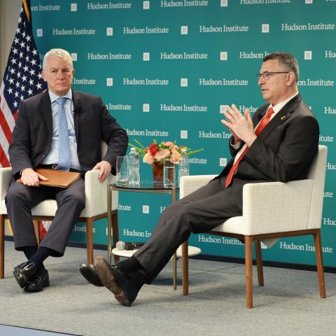 Israeli Foreign Minister Gideon Sa’ar and Senior Fellow Michael Doran at Hudson Institute on August 28, 2025.