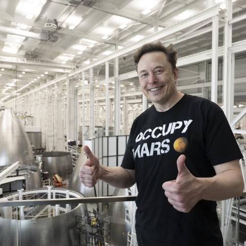 Elon Musk is photographed at Space X in Brownsville, Texas (Photo by Marvin Joseph/The Washington Post via Getty Images)