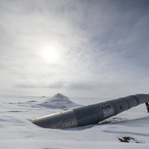 A view at the beginning point of the Trans Alaska Pipeline System (TAPS) on May 9, 2025 at Pump Station 1 in Prudhoe Bay, Alaska. (Lance King via Getty Images) Share to Twitter