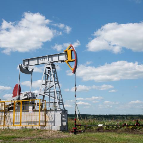 Oil pumping units are seen in Tatarstan, Russia, on July 14, 2025. (Getty Images)