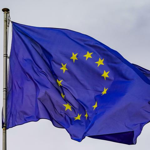 The European Union flag is displayed U-Power Stadium in Monza, Italy, on September 27, 2025. (Getty Images)