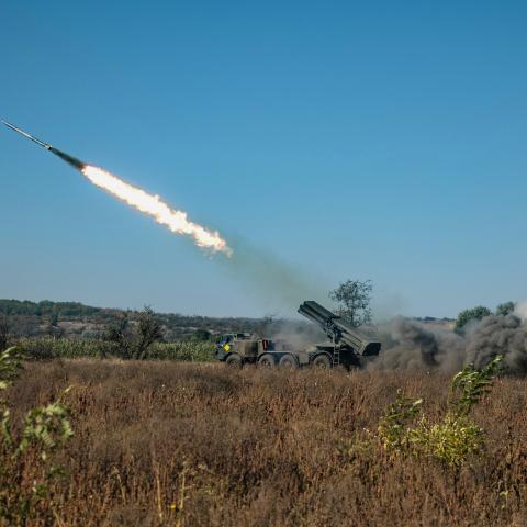 A Ukrainian multiple rocket launcher BM-27 Uragan fires on Russian positions on October 3, 2025, in Donetsk Oblast, Ukraine. (Getty Images)