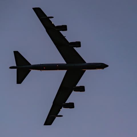 A US Air Force B-52H Stratofortress prepares to land at Morón Air Base in Spain on November 8, 2025, as part of Bomber Task Force 26-1. (US Air Forces in Europe – Air Forces Africa)