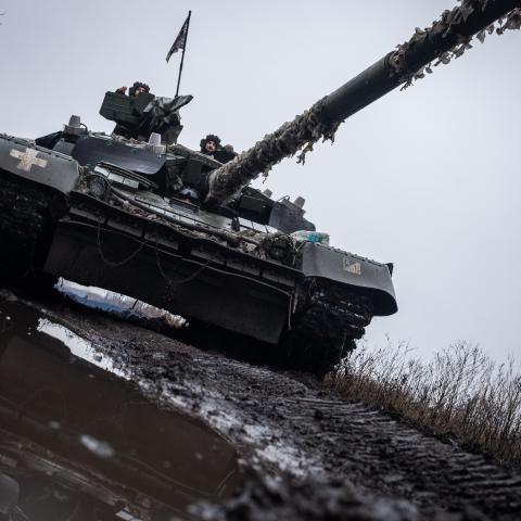 Ukrainian servicemen drive a tank near Pokrovsk, Ukraine, on December 23, 2024. (Getty Images)