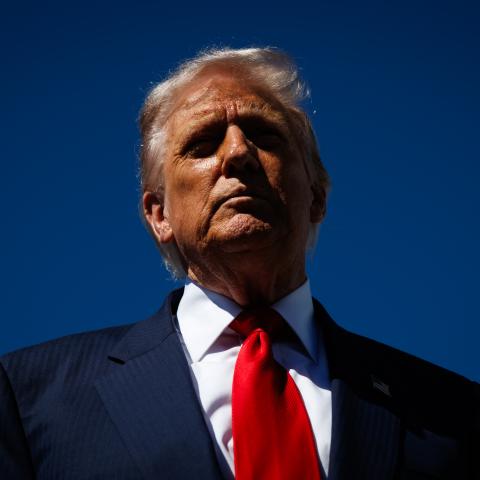 US President Donald Trump speaks to reporters as he arrives at Palm Beach International Airport on October 31, 2025. (Getty Images)