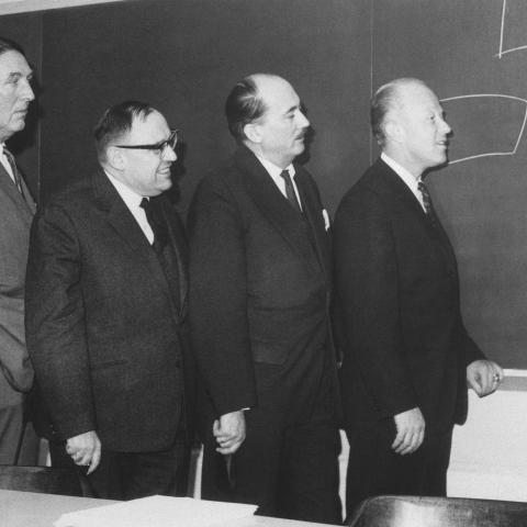 Prof. Peter Drucker talking to a group of top business, industrial, and government leaders from Poland on March 1, 1965, at New York University.. (Getty Images) Share to Twitter