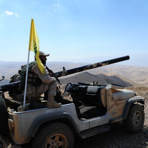 A Jeep belonging to the Lebanese Hezbollah group is seen in Syrian near Lebanon on August 2, 2017. (Getty Images)