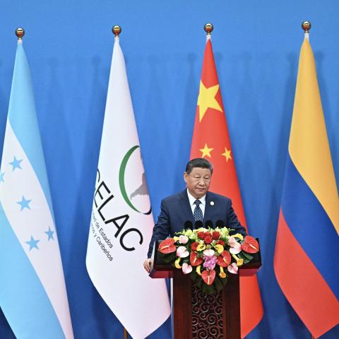 China's President Xi Jinping speaks during the opening ceremony of the Fourth Ministerial Meeting of the Forum of China and Community of Latin American and Caribbean States (CELAC), in Beijing on May 13, 2025. (Getty Images)