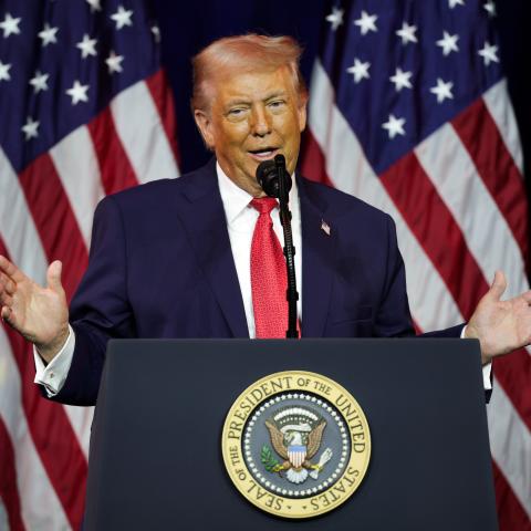 President Donald Trump addresses a House Republican retreat on January 6, 2026, in Washington, DC. (Getty Images)