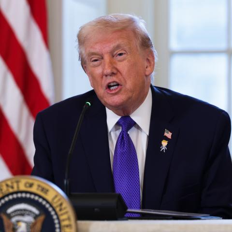 Caption President Donald Trump speaks during a meeting in the East Room of the White House on January 9, 2026, in Washington, DC. (Getty Images) Share to Twitter