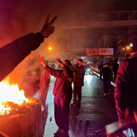 Fires are lit as protesters rally on January 8, 2026, in Tehran, Iran. (Getty Images)