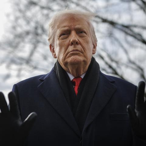  President Donald Trump speaks to reporters on the South Lawn before boarding Marine One at the White House on January 16, 2026 in Washington, DC. The President is expected to travel to Florida where he will remain for the weekend. (Photo by Tom Brenner/Getty Images)