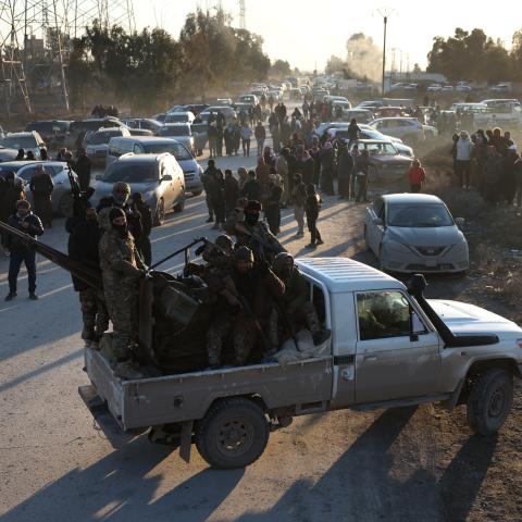 Syrian government forces are deployed near Al-Aqtan prison on January 19, 2026 in Raqqa, Syria. Yesterday, the Syrian government announced that a nationwide ceasefire deal had been reached with the Kurdish-led Syrian Democratic Forces (SDF), who had been clashing with government forces in recent weeks. The Kurdish-led force, a long-time ally of the United States in the fight against ISIS, had controlled large swaths of northwest Syria during the years of the country's civil war. The current ceasefire paves 