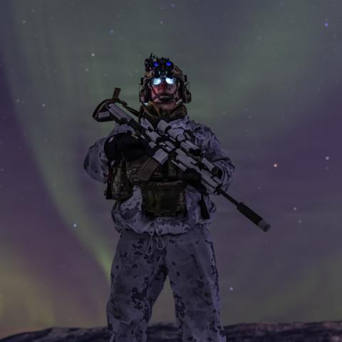 An US Marine Corps infantry rifleman poses for a photo during exercise Cold Response 26 in Setermoen, Norway, on February 11, 2026. (US Marine Corps)