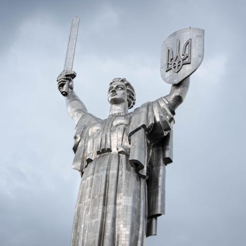 The Ukrainian Motherland Monument is seen in Kyiv on June 3, 2025. (Getty Images)
